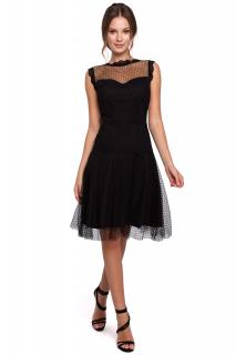 Wieczorowa sukienka tiulowa mini bez pleców czarna K030