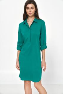 Zielona sukienka oversize z podwijanym rękawem
