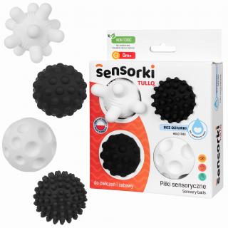 Piłki sensoryczne czarno-białe 4 szt. bez dziurki Piłeczki sensoryczne