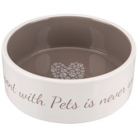 Miska ceramiczna Pet's Home, 0.8 l/o 16 cm, kremowa/ciemnoszara