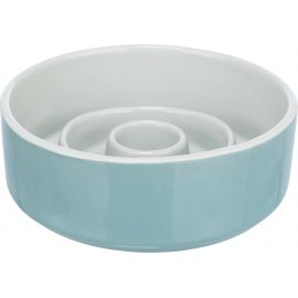 Slow Feeding, miska ceramiczna, dla psa/kota, szaro/niebieska, 0.45 l/? 14 cm, spowalniająca jedzenie