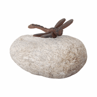Figurka żeliwna na kamieniu - ważka