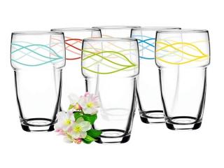Szklanka Wysoka 250ml Nitki Mix Kolor 6 szt