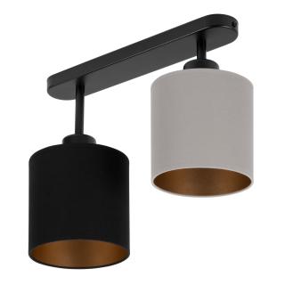 Lampa sufitowa czarna dwupunktowy spot z szaro-czarnymi abażurami C-3306SC-SCGR E27