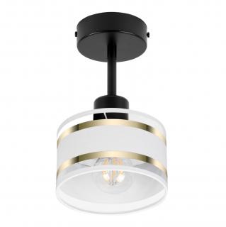 Lampa sufitowa czarna jednopunktowy spot z białym abażurem T-1010SC-WE E27
