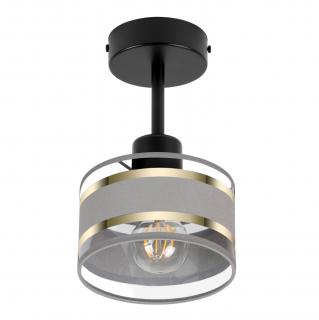 Lampa sufitowa czarna jednopunktowy spot z szarym abażurem T-1010SC-GR E27