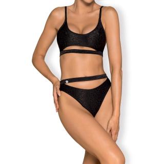 Seksowne czarne bikini w panterkę Obsessive Miamelle - Rozmiar - L