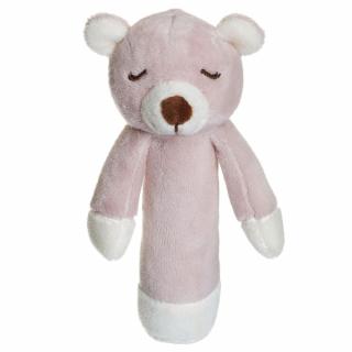Grzechotka pluszowa Miś, Maskotka Diinglisar, Pluszak brudny róż 14 cm