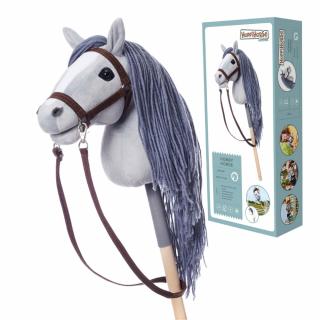 Hobby Horse A4 | Koń na kiju | Hoppihorse szary| Akcesoria w zestawie