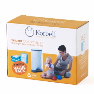 Wkład KORBELL 16L, Worki do kosza na pieluchy 3-pack, na ok. 720 pieluch