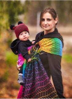 Chusta do noszenia dzieci Big Herringbone Rainbow RING - 100% Bawełna, chusta kółkowa, rozmiar: 2,1 m, splot żakardowy