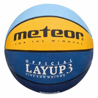 Piłka koszykowa Meteor LayUp 3 błękitno-żółto-niebieska 07082