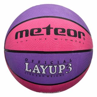 Piłka koszykowa Meteor LayUp 3 różowo-fioletowo 07081