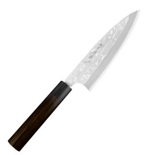 Hideo Kitaoka Shirogami Satin Damascus Nóż Funayuki 18 cm