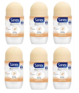 6 x Sanex Roll On Sensitive 48H 50ml