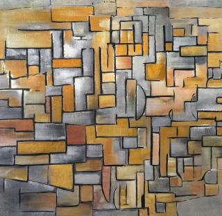 Kompozycja szaro pomarańczowa - Piet Mondrian