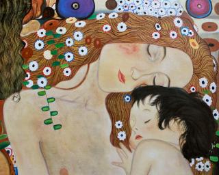 Matka z dzieckiem (poziomy) - Gustav Klimt