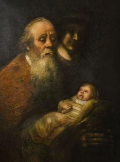 Starzec Symeon i Dzieciątko Jezus w świątyni - Rembrandt van Rijn
