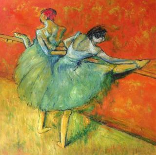 Tancerki na pomarańczowym tle - Edgar Degas