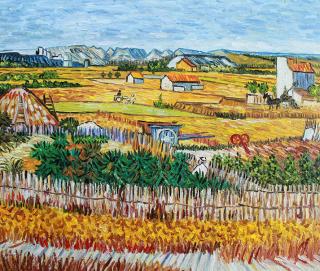 Żniwa w La Crau z Montmajour w tle - Vincent van Gogh