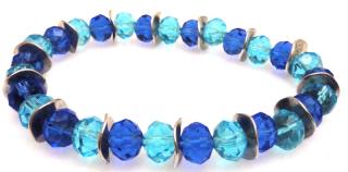 Bransoleta - kryształki szklane niebieskie oponki - 18cm