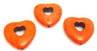 Howlit pomarańczowy serce 24x25x7mm
