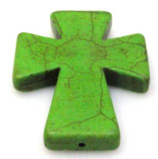 Howlit zielony - na wisior - krzyż 50x40mm