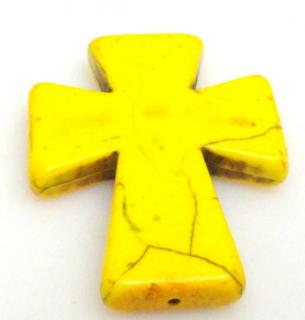 Howlit żółty - na wisior - krzyż 50x40mm
