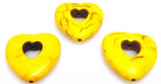 Howlit żółty serce 24x25x7mm