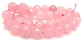 Jadeit fasetowany - kula 12mm - kolor kwarcu różowego