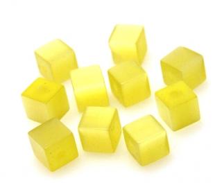 Kocie oko- uleksytowe - kostka 6x6mm - żółty