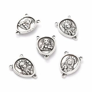 Łącznik różańca- Zawieszka - medalik, 19x13mm dwustronny Dewocjonalia