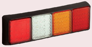 Lampa tylna 80BFWARME;   czteromodułowa lampa tylna, stop/pozycja/kierunkowskaz/cofania/przeciwmgielna  12/24V