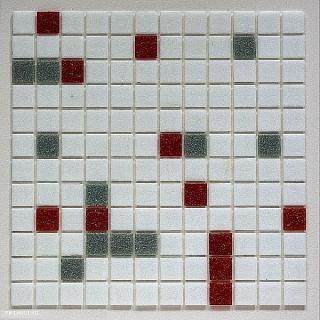 Mozaika szklana biała+czerwona+szara mix AM121