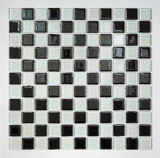 Mozaika szklana Czarna+Biała KM107 - Wysoki połysk