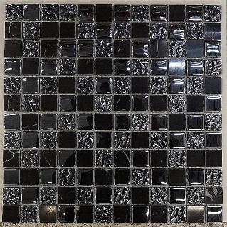 Mozaika Szklana + Marmur Czarna mix A25