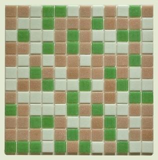Mozaika Szklana ziełona+biała+rózowa mix DM412