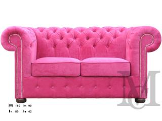 Sofa Classic Chesterfield 2-osobowa z pluszu