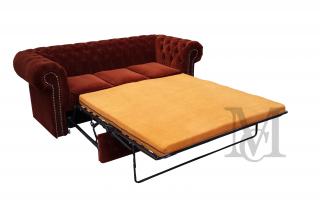 Sofa Classic Chesterfield 3-osobowa pluszowa, rozkładana