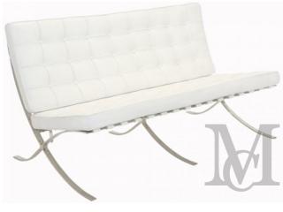 Sofa inspirowana projektem Barcelona 2-osobowa kolor biały - 100% skóra naturalna