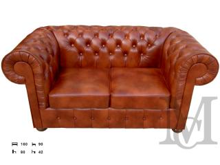 Sofa Mark Chesterfield 2-osobowa - 100% skóra naturalna