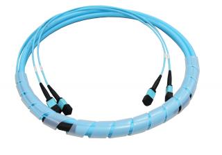 Patchcord BKT 12F MPO żeński - MPO żeński OM3, Typ B, Standard Loss, 20m, LSOH, kabel okrągły 3 mm - do połączenia bezpośredniego wkładek QSFP+ 40Gbit