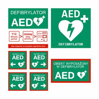 Zestaw tablic informacyjnych AED 4 sztuki