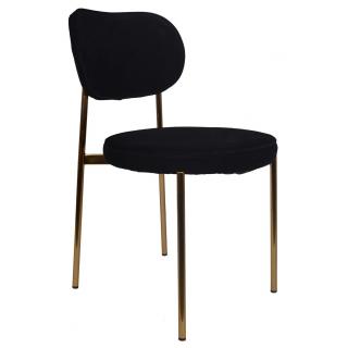 Czarne welurowe krzesło na złotych metalowych nogach