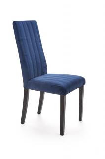Granatowe krzesło tapicerowane pikowany na czarnych nogach