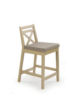 Krzesło barowe drewniane niskie w kolorze beżowym z poduszką