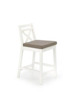 Krzesło barowe drewniane niskie w kolorze białym z poduszką