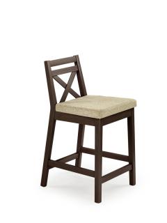 Krzesło barowe drewniane niskie w kolorze ciemnobrązowym z poduszką