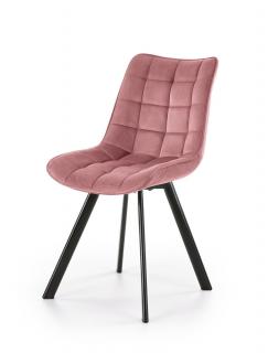 Krzesło na metalowych czarnych nogach w kolorze różowym