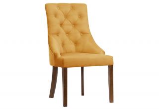 Krzesło pikowane Madam Chesterfield miodowe na drewnianych nogach